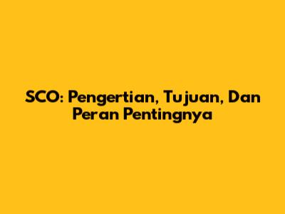 SCO: Pengertian, Tujuan, Dan Peran Pentingnya