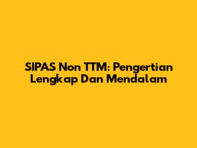 SIPAS Non TTM: Pengertian Lengkap Dan Mendalam