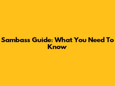 Sambass Guide: What You Need To Know