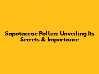 Sapotaceae Pollen: Unveiling Its Secrets & Importance