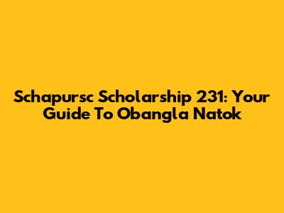 Schapursc Scholarship 231: Your Guide To Obangla Natok