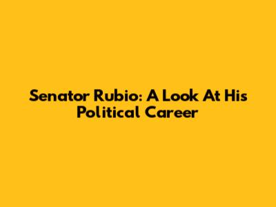 Senator Rubio: A Look At His Political Career