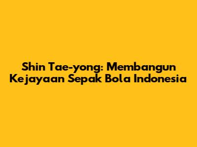 Shin Tae-yong: Membangun Kejayaan Sepak Bola Indonesia