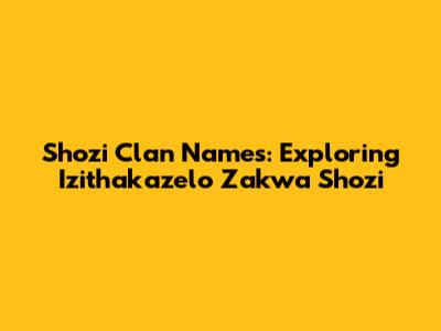 Shozi Clan Names: Exploring Izithakazelo Zakwa Shozi