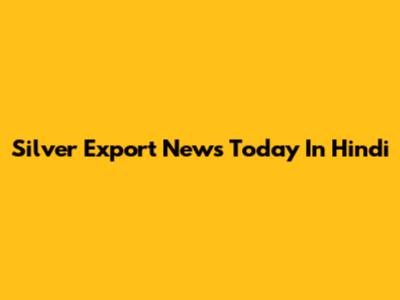 Silver Export News Today In Hindi