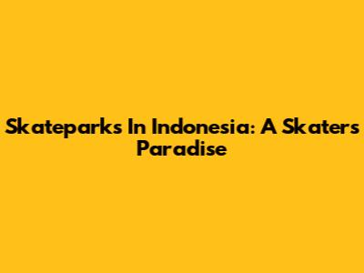 Skateparks In Indonesia: A Skater's Paradise