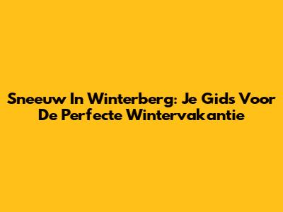 Sneeuw In Winterberg: Je Gids Voor De Perfecte Wintervakantie