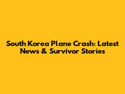 South Korea Plane Crash: Latest News & Survivor Stories