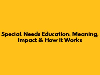 Special Needs Education: Meaning, Impact & How It Works