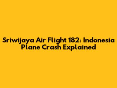 Sriwijaya Air Flight 182: Indonesia Plane Crash Explained
