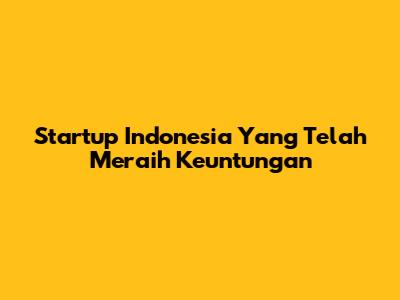 Startup Indonesia Yang Telah Meraih Keuntungan