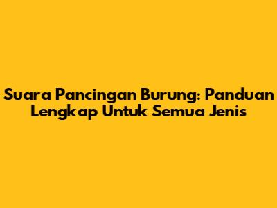 Suara Pancingan Burung: Panduan Lengkap Untuk Semua Jenis