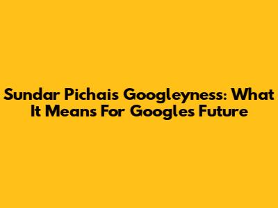 Sundar Pichai's Googleyness: What It Means For Google's Future