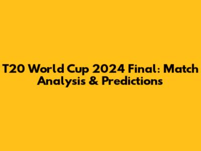 T20 World Cup 2024 Final: Match Analysis & Predictions