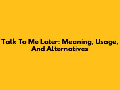 Talk To Me Later: Meaning, Usage, And Alternatives