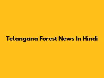Telangana Forest News In Hindi