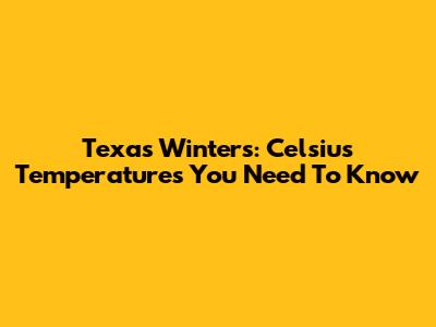 Texas Winters: Celsius Temperatures You Need To Know