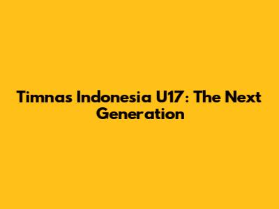 Timnas Indonesia U17: The Next Generation