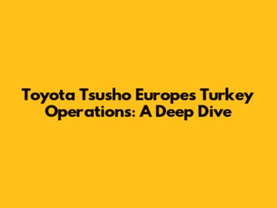 Toyota Tsusho Europe's Turkey Operations: A Deep Dive