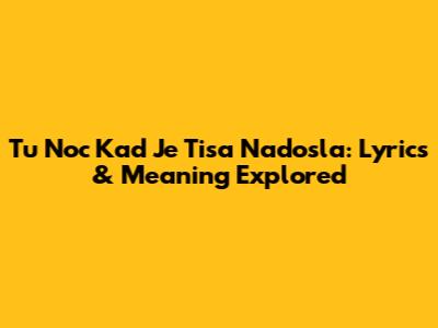 Tu Noc Kad Je Tisa Nadosla: Lyrics & Meaning Explored