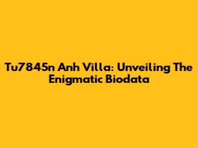 Tu7845n Anh Villa: Unveiling The Enigmatic Biodata