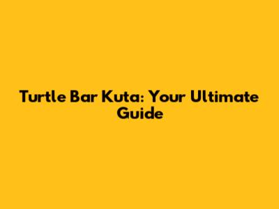 Turtle Bar Kuta: Your Ultimate Guide