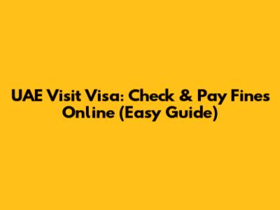 UAE Visit Visa: Check & Pay Fines Online (Easy Guide)