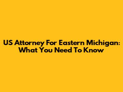 US Attorney For Eastern Michigan: What You Need To Know