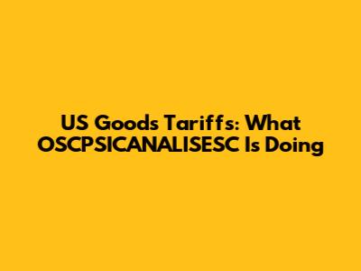 US Goods Tariffs: What OSCPSICANALISESC Is Doing