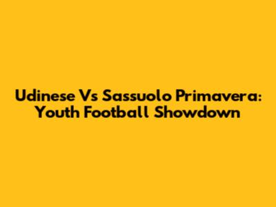 Udinese Vs Sassuolo Primavera: Youth Football Showdown