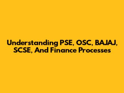 Understanding PSE, OSC, BAJAJ, SCSE, And Finance Processes