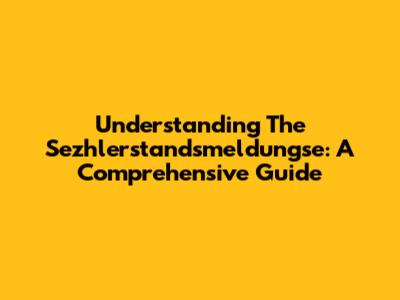 Understanding The Sezhlerstandsmeldungse: A Comprehensive Guide