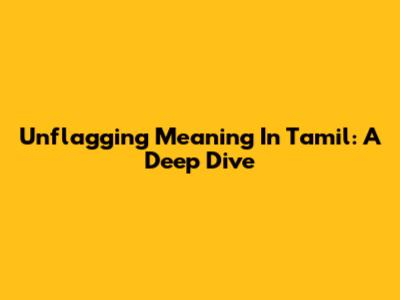 Unflagging Meaning In Tamil: A Deep Dive