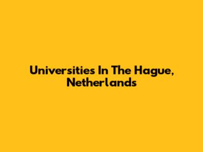 Universities In The Hague, Netherlands