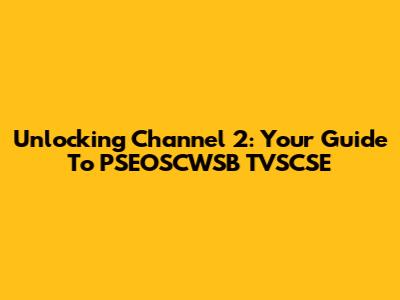 Unlocking Channel 2: Your Guide To PSEOSCWSB TVSCSE