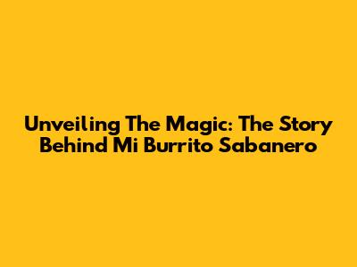 Unveiling The Magic: The Story Behind 'Mi Burrito Sabanero'