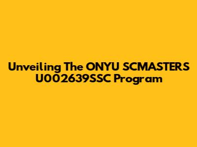 Unveiling The ONYU SCMASTERS U002639SSC Program