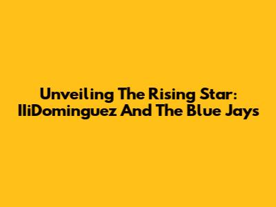 Unveiling The Rising Star: IIiDominguez And The Blue Jays