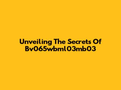 Unveiling The Secrets Of Bv065wbml03mb03