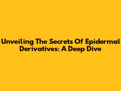 Unveiling The Secrets Of Epidermal Derivatives: A Deep Dive