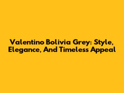 Valentino Bolivia Grey: Style, Elegance, And Timeless Appeal