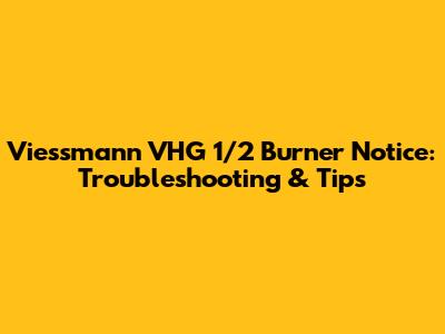 Viessmann VHG 1/2 Burner Notice: Troubleshooting & Tips