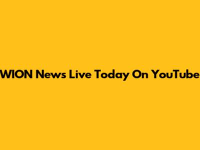 WION News Live Today On YouTube