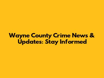 Wayne County Crime News & Updates: Stay Informed