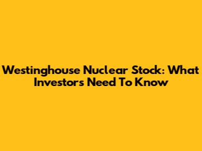 Westinghouse Nuclear Stock: What Investors Need To Know