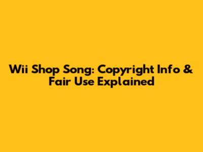 Wii Shop Song: Copyright Info & Fair Use Explained