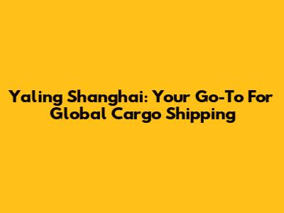 Yaling Shanghai: Your Go-To For Global Cargo Shipping