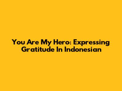 You Are My Hero: Expressing Gratitude In Indonesian