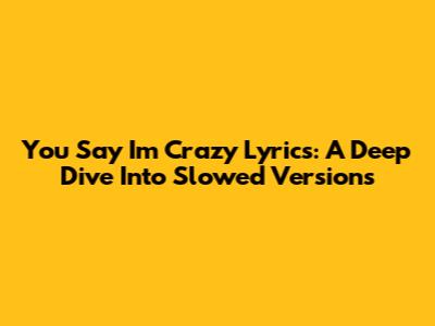 You Say I'm Crazy Lyrics: A Deep Dive Into Slowed Versions