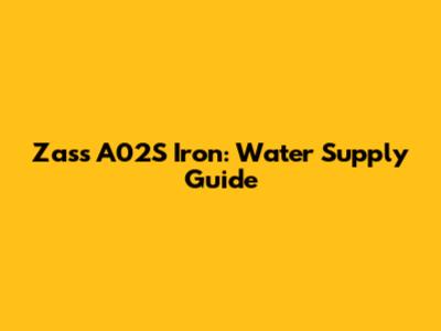 Zass A02S Iron: Water Supply Guide